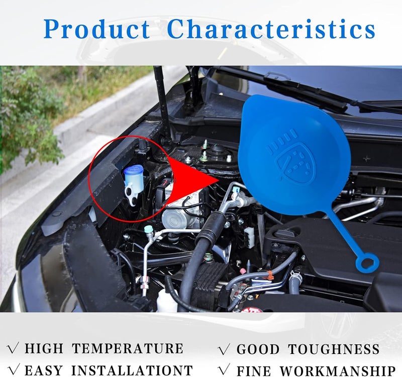 KEVWR غطاء زجاجة غسيل الزجاج الأمامي حلقة صغيرة غطاء، متوافق مع هوندا أكورد سيفيك CRV CRX، 38513-SB0-961، غطاء استبدال سائل مساحات الزجاج الأمامي، أزرق - Image 3